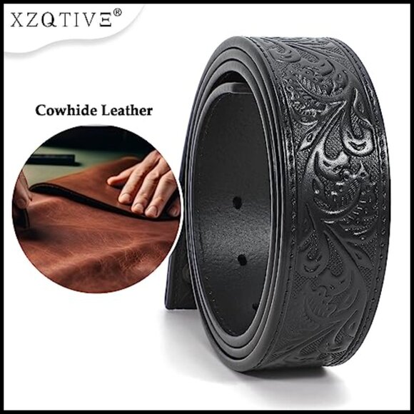 Genuine Leather Western Belt with Silver Diamond Buckle main image 5